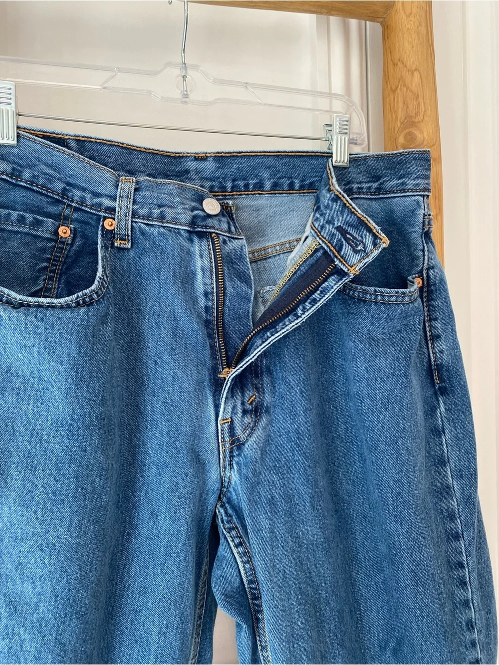 Levis 505 Jeans Mens 36x30 Blue Relaxed Fit Straight Leg Denim Casual